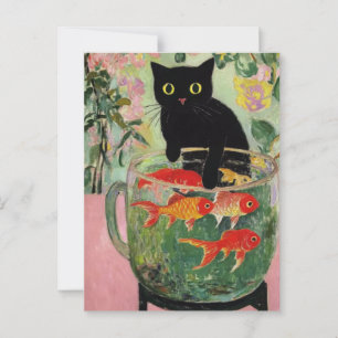 Postal Matisse Black Cat Vintage Postcard