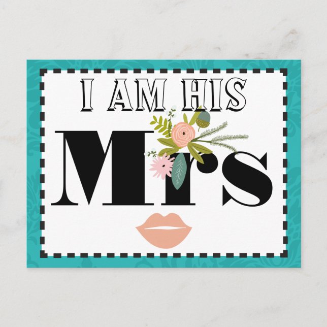 Postal Matrimonio de Damasco de Chartreuse Turquesa Moder (Anverso)