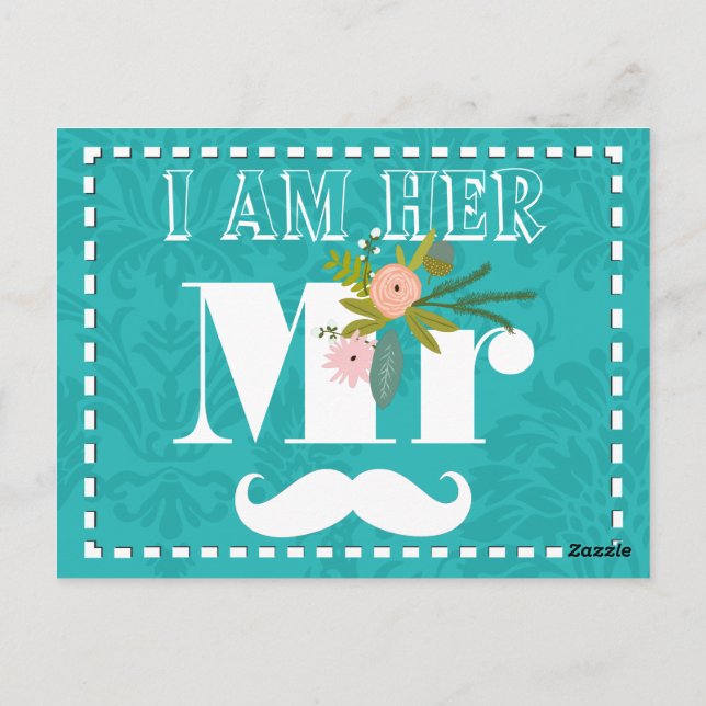 Postal Matrimonio de Damasco de Chartreuse Turquesa Moder (Reverso)