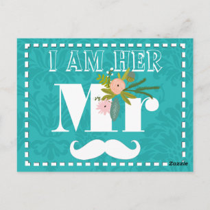 Postal Matrimonio de Damasco de Chartreuse Turquesa Moder