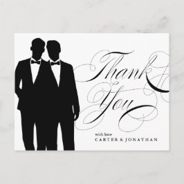 Postal Matrimonio gay Gracias Postcard Dos Grooms