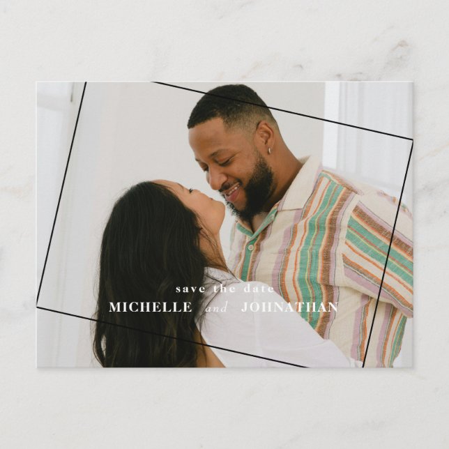 Postal Matrimonio moderno Guardar la foto de fecha Código (Anverso)