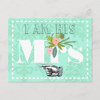 Postal Matrimonio moderno para damasquetes de menta