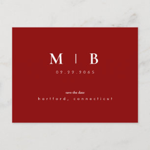 Postal Matrimonio simple en monogramos guardar la fecha