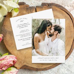Postal Matrimonio simple mínimo de fotos grandes Guardar 