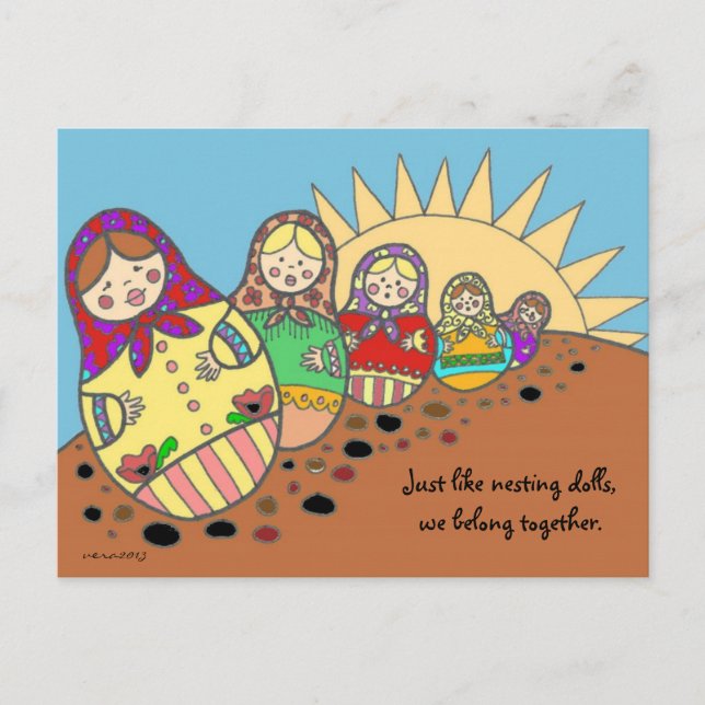 Postal Matroshka nidifica muñecas arte folclórico ucrania (Anverso)