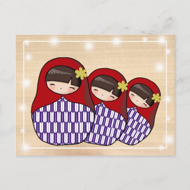 Postal Matryoshka de estilo japonés (Anverso)