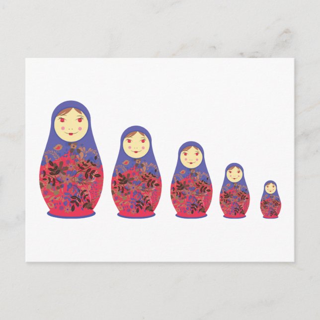 Postal Matryoshka Doll ~ Anidación rusa / Babushka (Anverso)