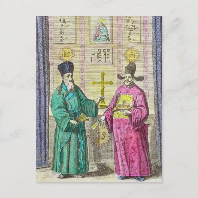Postal Matteo Ricci y otro cristiano (Anverso)