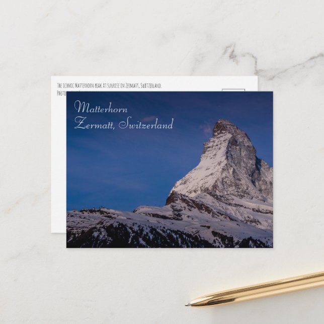 Postal Matterhorn al amanecer Suiza (Anverso/Reverso In Situ)