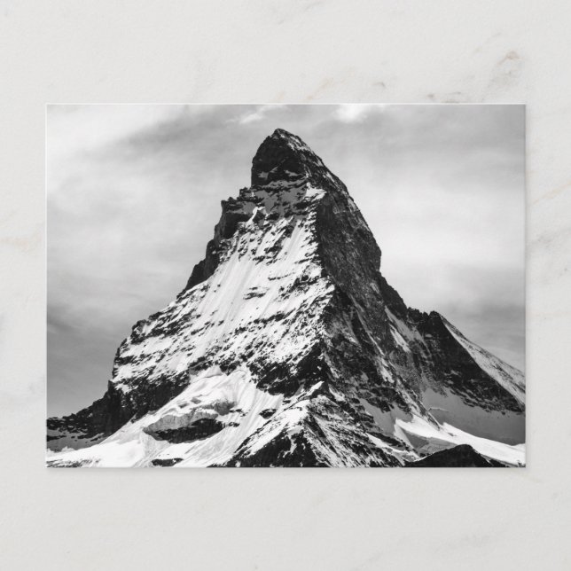Postal Matterhorn, Alpes en blanco y negro (Anverso)