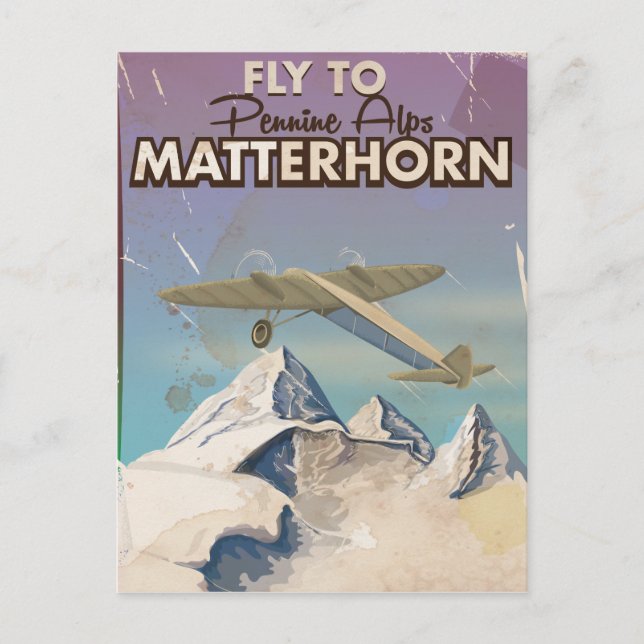 Postal Matterhorn, Alpes Peninos Póster de viaje antiguo (Anverso)