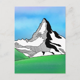 Postal Matterhorn Suiza Línea de arte acuarela