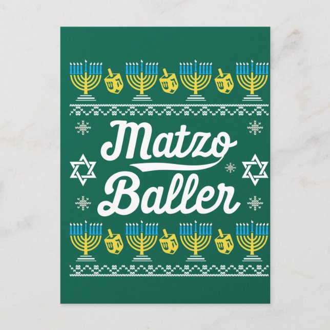 Postal Matzo Baller Long Sleeve Graciosos Regalos Hanukka (Anverso)