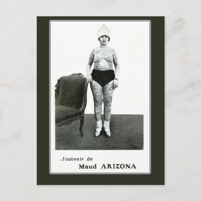 Postal Maud Arizona, Tattooed Wonder Lady (Anverso)