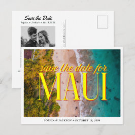 Postal Maui Boda Guardar la Fecha Retro Hawaii