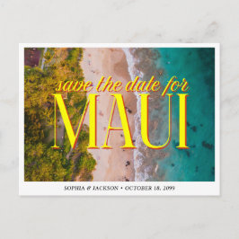 Postal Maui Boda Guardar la Fecha Retro Hawaii