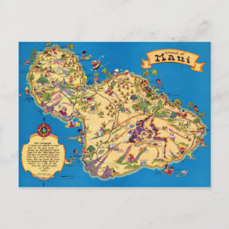 Postal Maui Funny Vintage Map