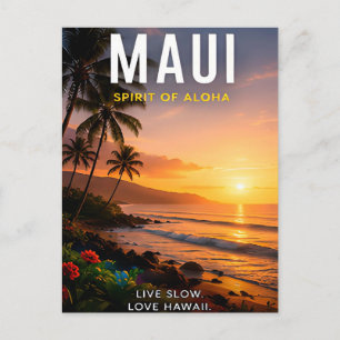 Postal 🌺 Maui Hawái Atardecer Tropical 🌅