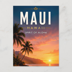 Postal 🌺 Maui Hawái Atardecer Tropical Decoración del Ho