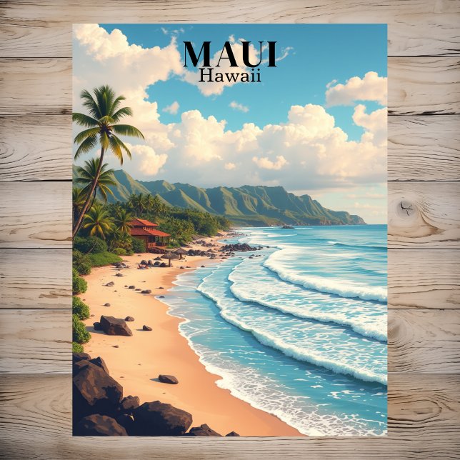 Postal Maui Hawái Playa Viaje Vintage (Maui Hawaii Beach Vintage Travel Postcard
)