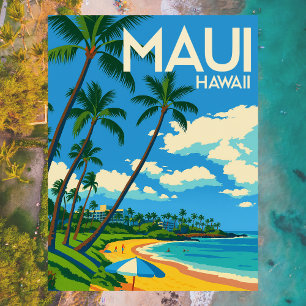 Postal Maui Hawái Playa Viaje Vintage