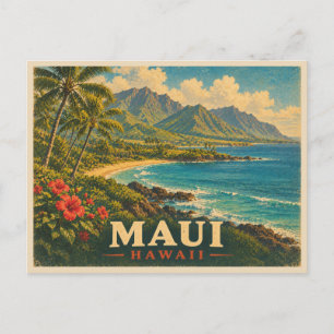 Postal Maui Hawái Viaje Vintage