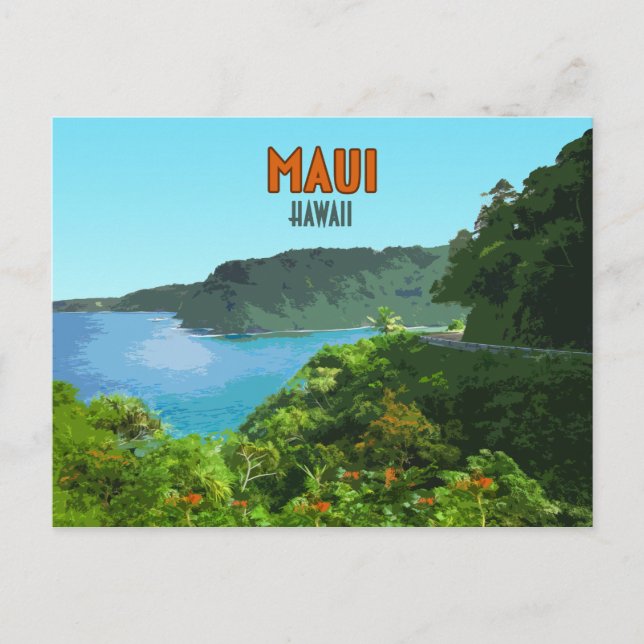 Postal Maui Hawaii Coast Hana Road Vintage (Anverso)