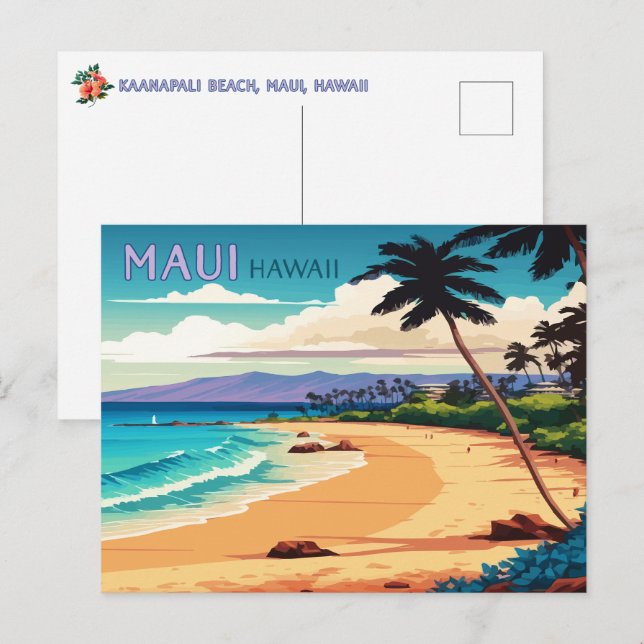Postal Maui Hawaii Kaanapali Beach Vintage Retro Postcard (Anverso / Reverso)