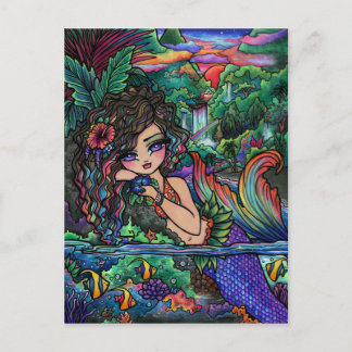 Postal Maui Mermaid Chica Hawai Fantasy Art Postcard