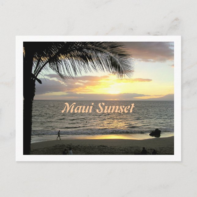 Postal Maui Sunset, Beach Walker Postcard (Anverso)