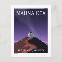 Mauna Kea Observatory Starry Sky Retro Poster 