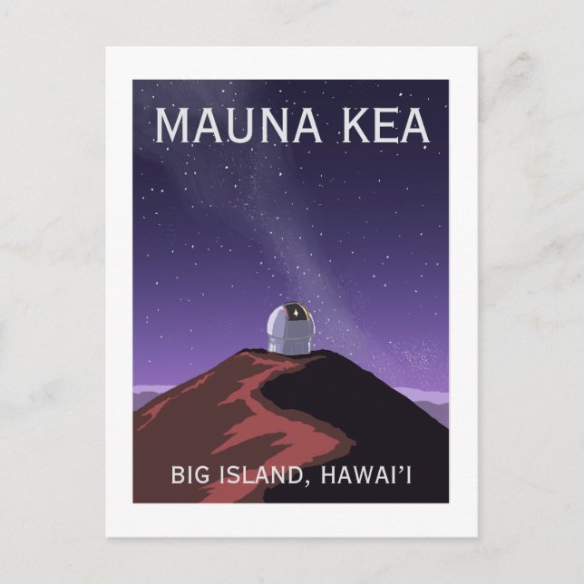 Postal Mauna Kea Observatory Starry Sky Retro Poster  (Anverso)