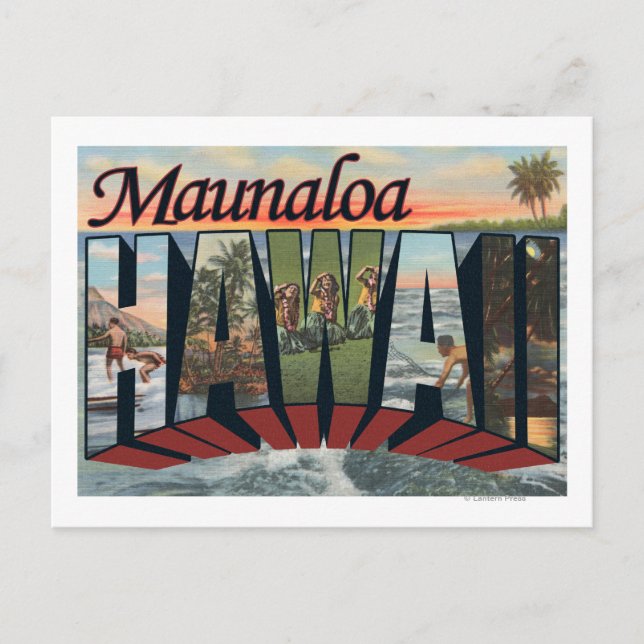 Postal Maunaloa, Hawaii - Escenas de letras grandes (Anverso)