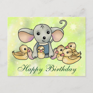 Postal Maus mit Entchen Postkarte
