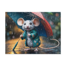 Maus mit Schirm Postcard
