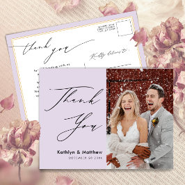 Postal Mauve Elegant Script Simple Boda Gracias