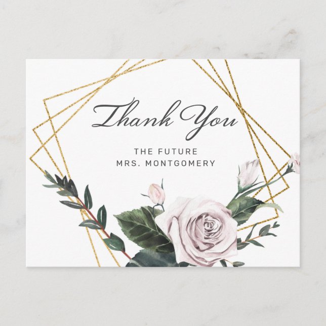 Postal Mauve Floral Gold Frame Bridal Shower (Anverso)