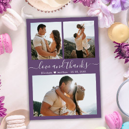 Postal Mauve Gracias Boda De Collage de fotos 3 Gracias