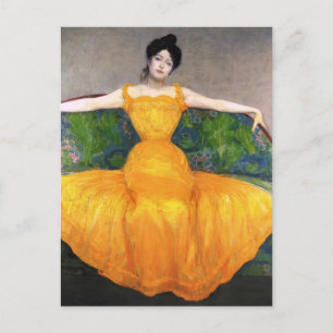 Postal Max Kurzweil - Dama con vestido amarillo