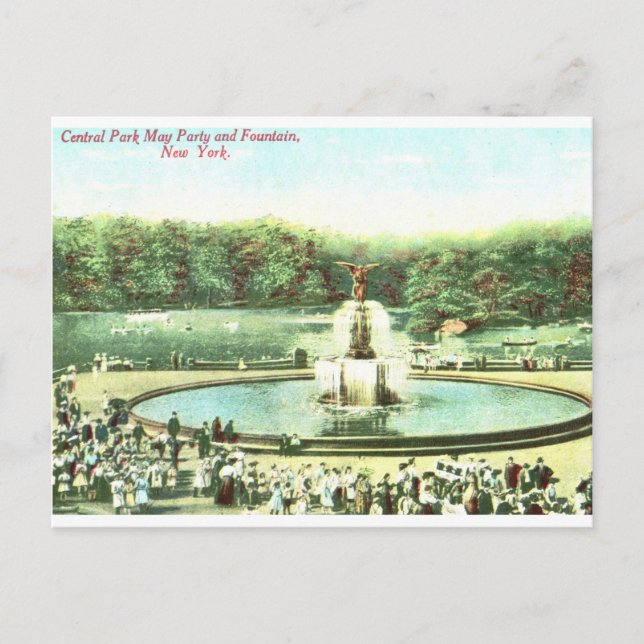 Postal May Fiesta, Central Park, NYC Vintage (Anverso)