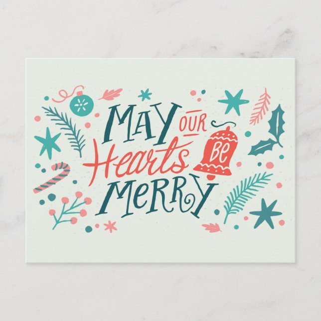 Postal May Your Hearts be Merry Cute Christmas (Anverso)