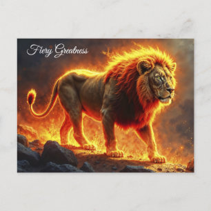 Postal Mayoría silvestre fuego león poderoso depredador d