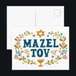 Postal MAZEL TOV BAR BAT Personalizable judío MITZVAH<br><div class="desc">Texto dibujado a mano por mí para ti. Ideal para un bar o un murciélago mitzvah o boda judío u otro evento. Agregue su propio texto al interior de la tarjeta o cambie los colores de fondo. Para más diseños y colores, revisa mi tienda! O hazme saber si quieres algo...</div>