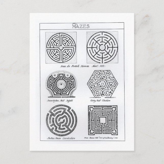 Postal Mazes, c.1900 (grabado) (foto de b/w) (Anverso)
