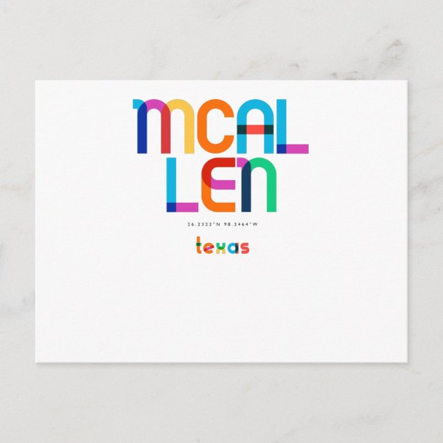Postal Mcallen Texas Mid Century, Pop Art, (Anverso)