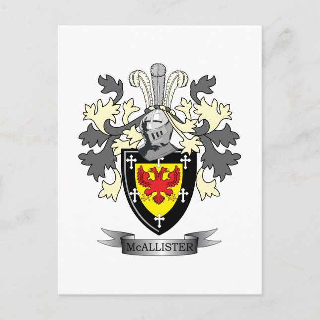 Postal McAllister Family Crest Coat of Arms (Anverso)