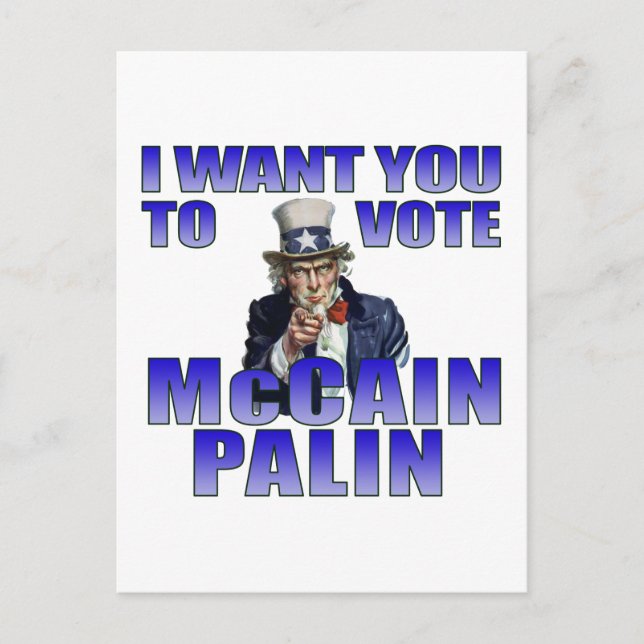 Postal McCain Palin Tío Sam (Anverso)