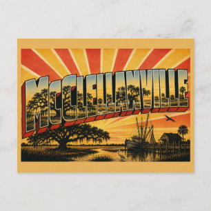 Postal McClellanville SC Roble de Oak Pantano de Sal Arte