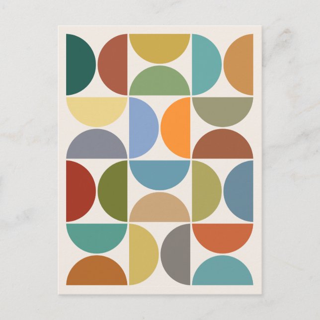 Postal MCM Semicircles Color en crema (Anverso)